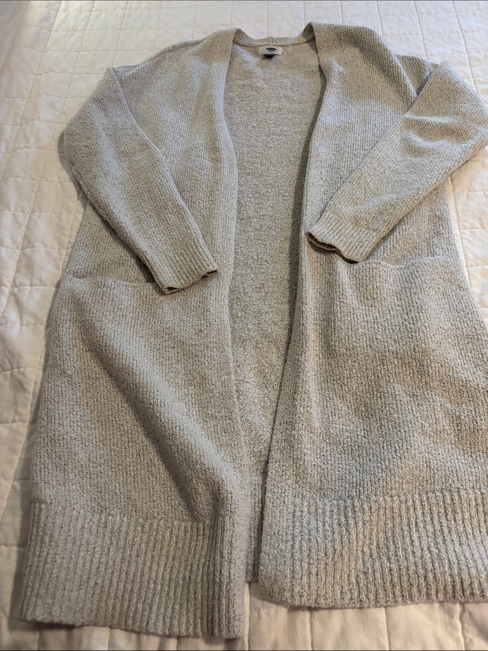 Old Navy Light Gray Open-Front Long Women's Cardigan